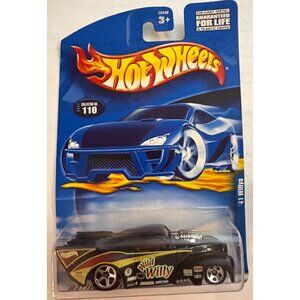 Hot Wheels 41 Willys Wild Willy Die-Cast Car 1:64 Scale Black & Yellow Flames Co